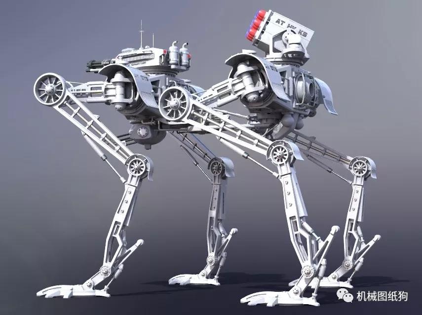 【机器人】athk k9科幻四足战斗机器人模型3d图纸 solidworks设计