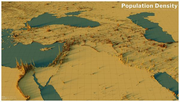世界各地区人口密度可视化
