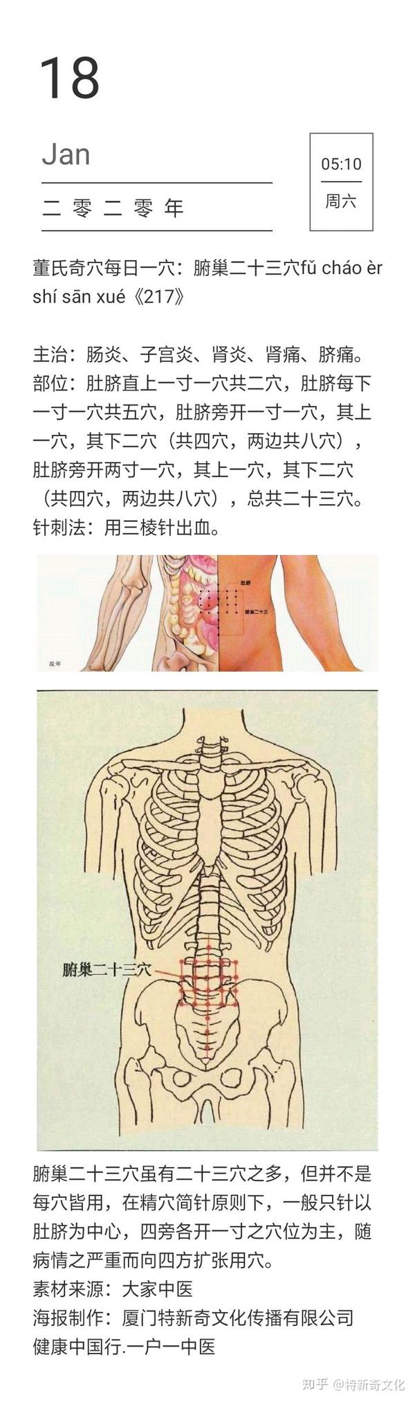 董氏奇穴每日一穴:腑巢二十三穴fǔ cháo èr shí sān xué《217》