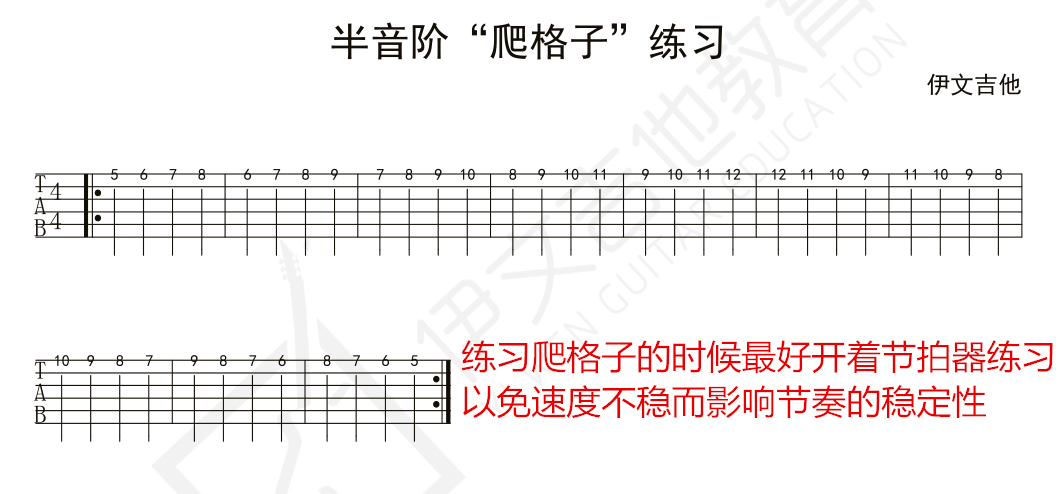 《爬格子》也叫半音阶练习,是吉他入门,必须学习,也是必须掌握的一个