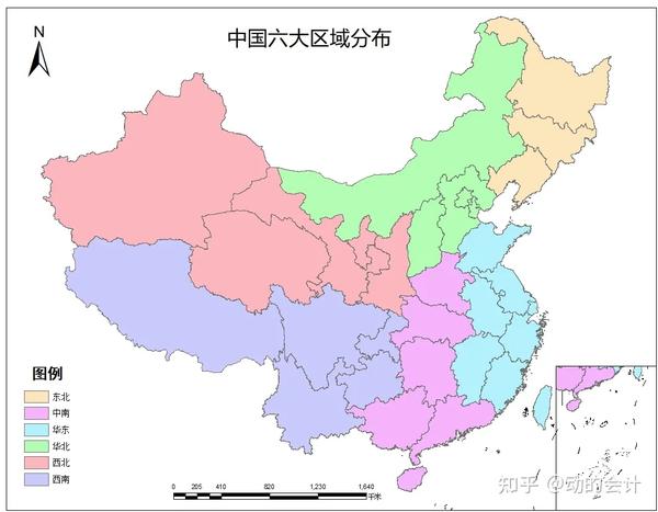 中国六大区域分布