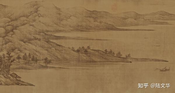 五代 董源 夏景山口待渡图(局部) 绢本设色 50×319.
