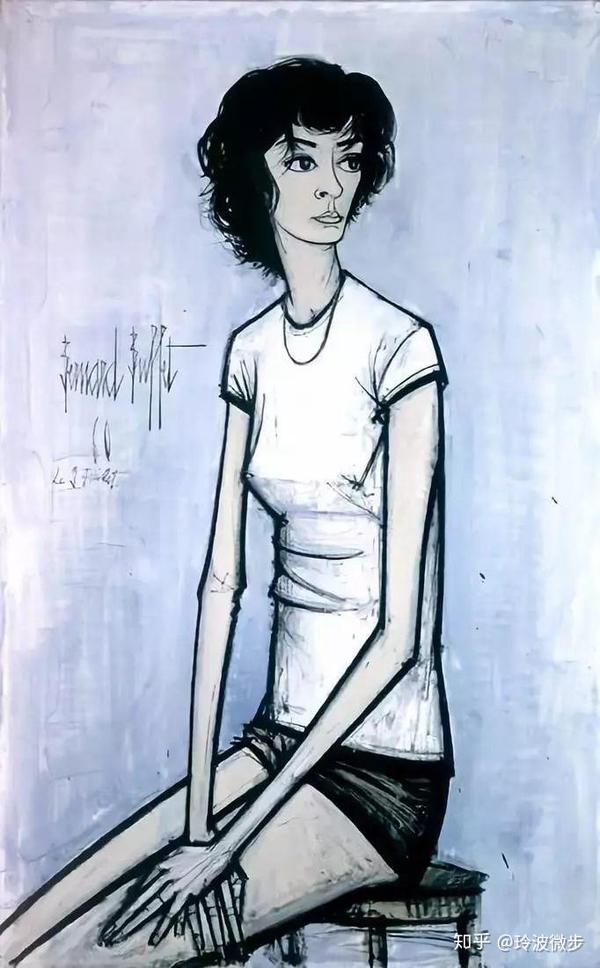 穿t-shirt的安纳贝尔 1960年油画 130x81cm 贝尔纳·布菲 bernard