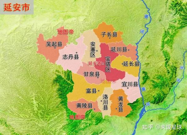 延安行政区划图(地图帝)