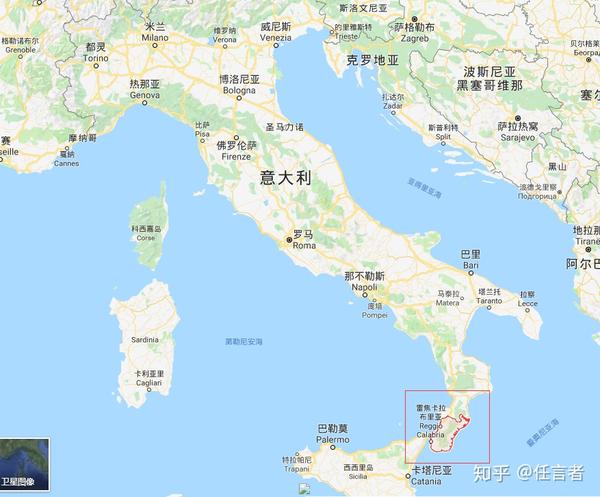 雷焦卡拉布里亚在意大利的地理位置