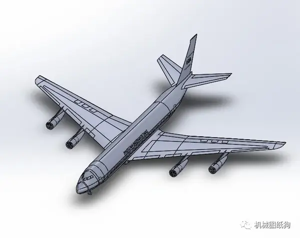 【飞行模型】波音707-300四发喷气客机模型3d图纸 solidworks设计