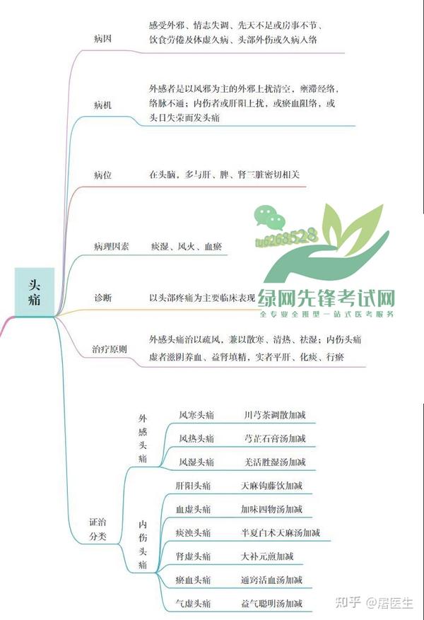 执业含助理医师资格考试思维导图考霸讲义中医内科学新世纪五版头痛