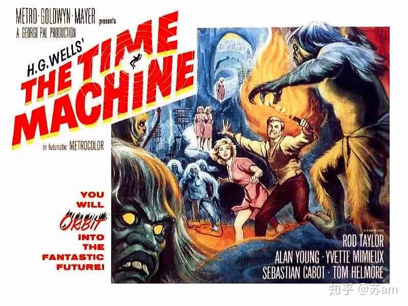 电影《时空大挪移》(1960)海报,电影改编自威尔斯《时间机器》