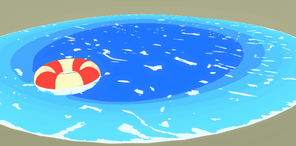 坑上放了一个平面,该平面的材质为我们即将制作的toon water,水中还