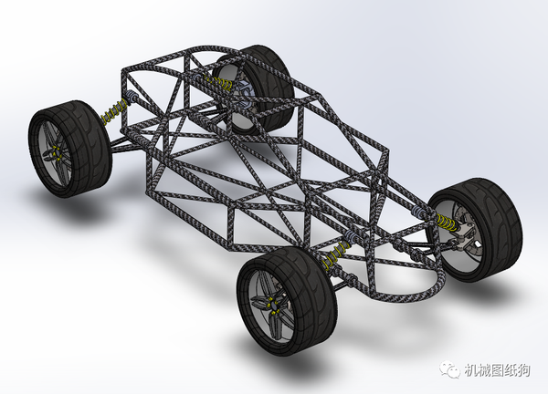卡卡赛车doancu钢管车简易结构3d图纸solidworks设计