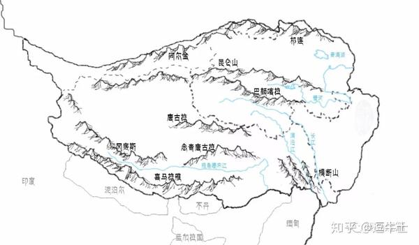 青藏高原主要山系和水系 图源:资料改绘