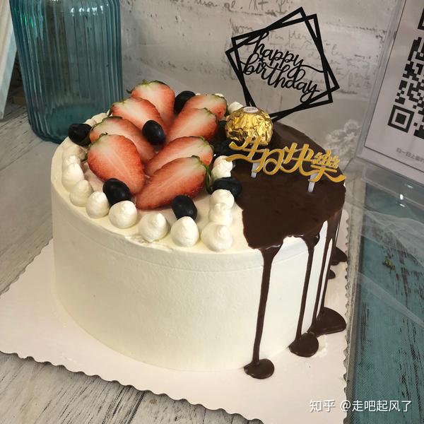 水果奶油巧克力淋面蛋糕  给老人做的低糖的