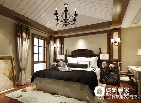 落地窗处摆放装饰画体现空间,美式灯具,家具摆放,美式风格装修效果图