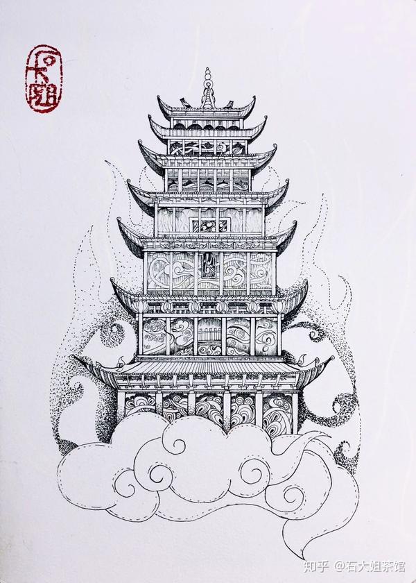 禅绕画周记一塔胡涂半个太阳九层浮屠塔