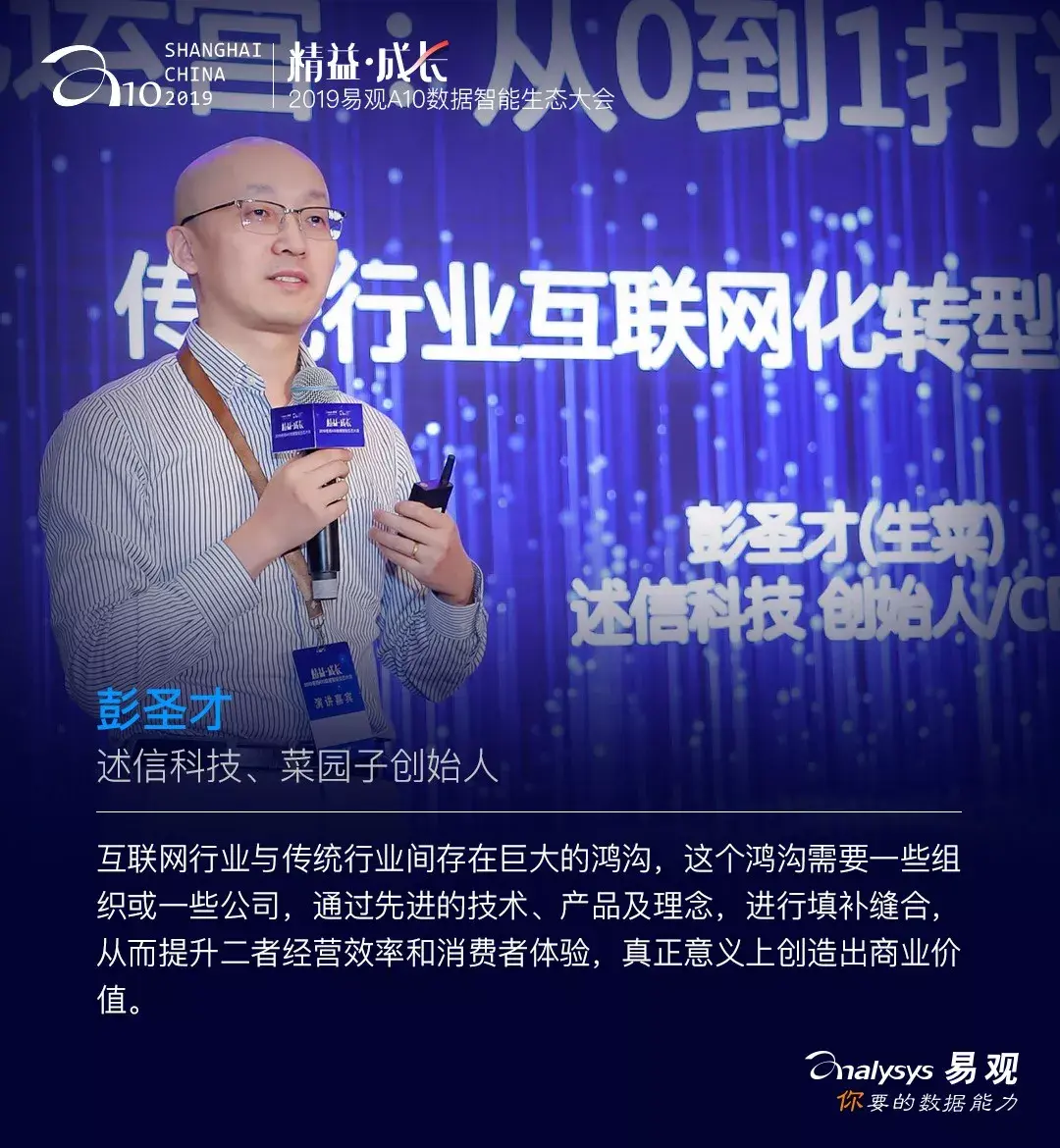 述信科技,菜园子创始人彭圣才以传统企业数字化运营为主题与大家进行