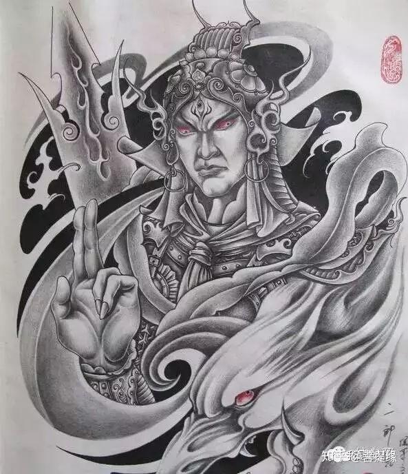 我是雕刻师--素描手稿第四期:二郎神纹身手稿