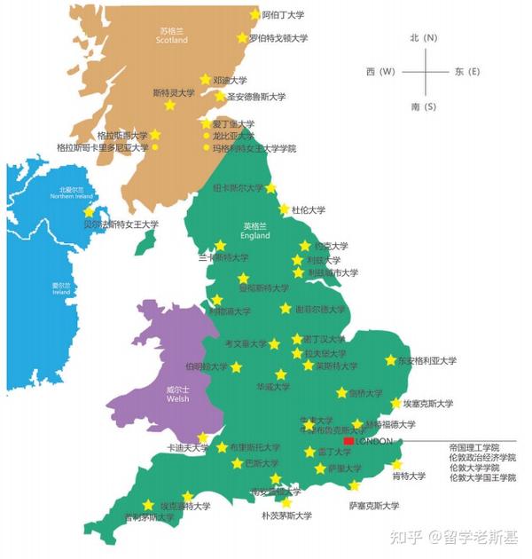 一图掌握英国大学分布!