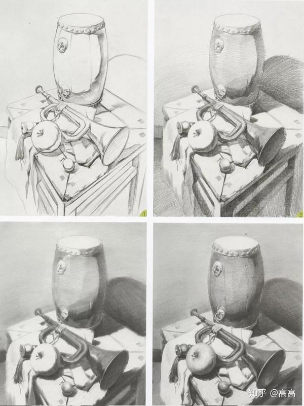 校尉带你学习!超级临摹素描静物,步骤表现方法