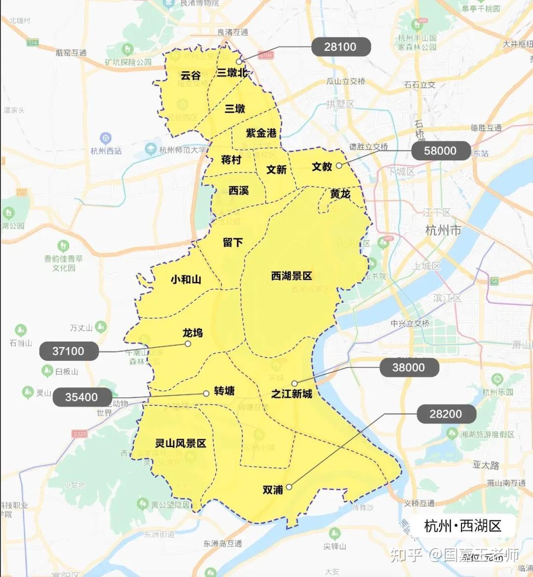 2021年杭州市行政区划调整后各区板块最新限价地图7月