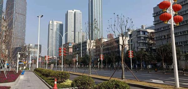 空无一人的武汉街头(彭异手机拍摄)