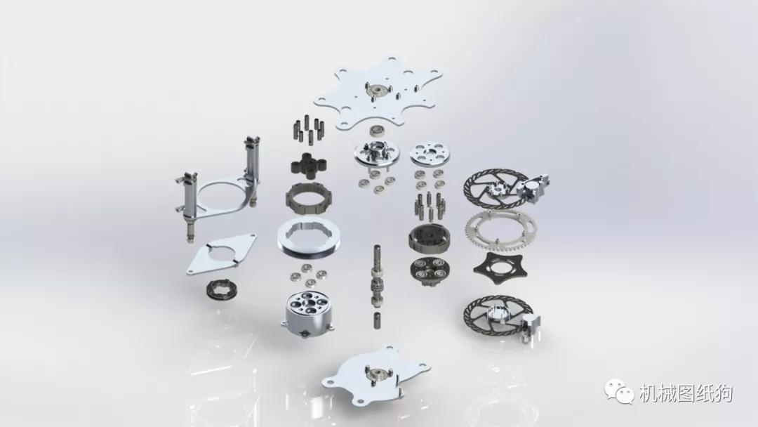 差减变速器气动行星齿轮箱爆炸模型3d图纸solidworks设计附step