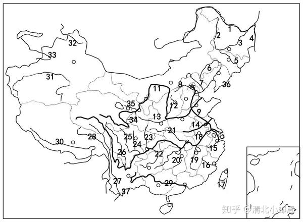 六.填出图中37条河流的名称