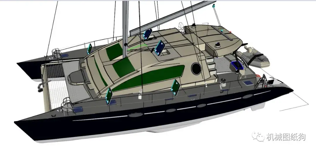 海洋船舶sailcatamaran概念双体船造型3d图纸rhino设计