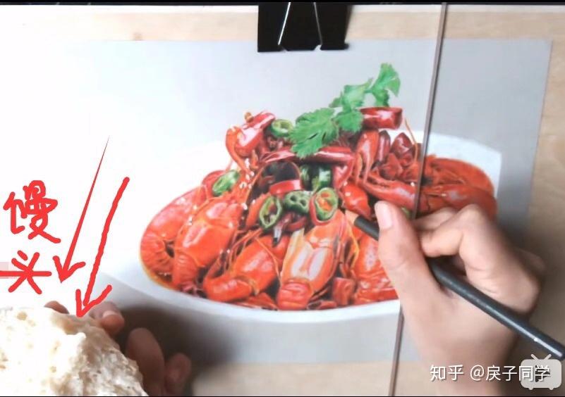 彩铅手绘美食3d立体画超写实小龙虾