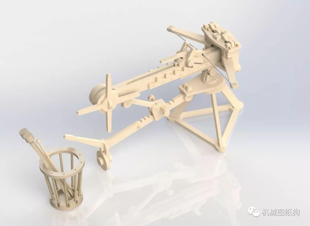 【生活艺术】弩炮拼装玩具模型3d图纸 solidworks设计