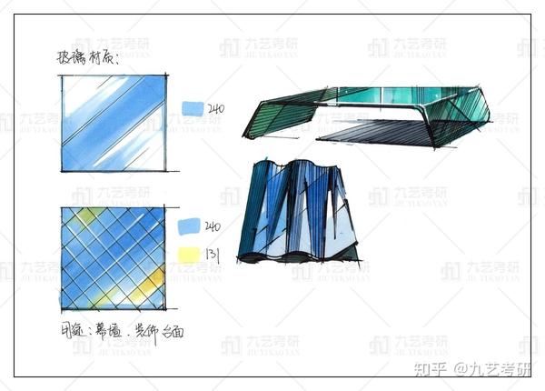 环艺室内篇ii不同种类材质の手绘线稿及马克笔上色