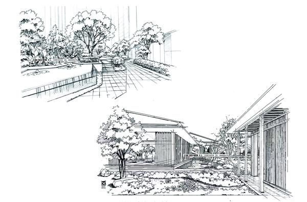 手绘教程景观02景观线稿步骤分析图