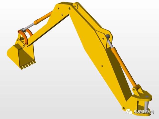 【工程机械】jcb-mascotv4挖掘机挖斗臂模型3d图纸 creo设计