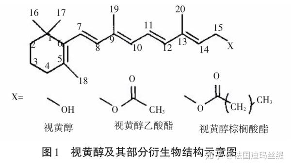 为了增强视黄醇的稳定性,开发出了多种视黄醇衍生物: 视黄醇乙酸酯和