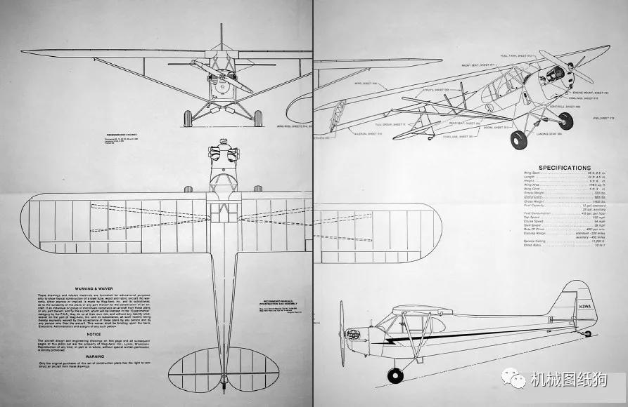 【飞行模型】轻型飞机图纸piper j-3 cub设计图纸 pdf
