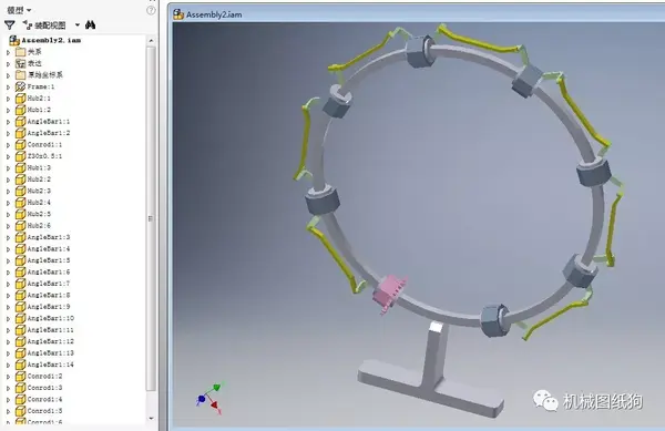 精巧机构 旋转传动圆周3d模型图纸 inventor设计