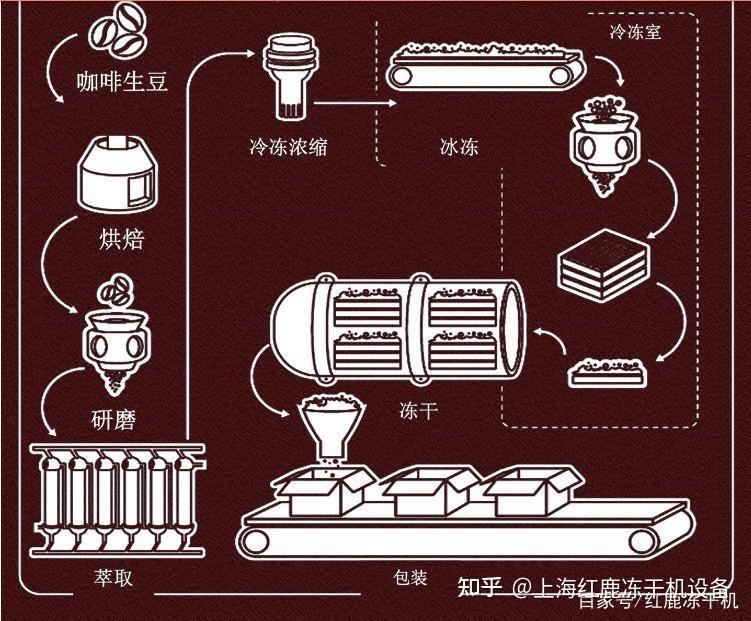 冷萃冻干咖啡技术咖啡冻干生产线工艺流程图