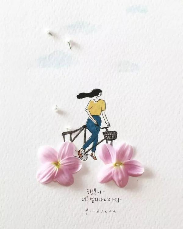 朋友圈最美插画姑娘你要好好爱自己