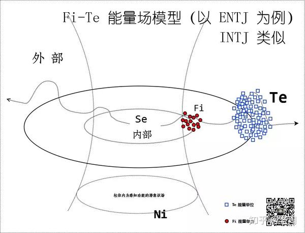 intj 虽然 fi 能量会强点,但分离距离更远(半径更大),且相对 entj 更