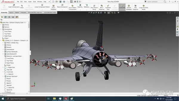 飞行模型f16designf16战斗机简易模型3d图纸solidworks设计
