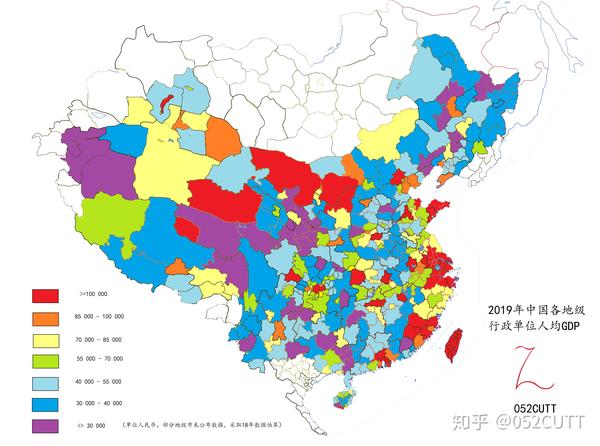 2019年中国各地级行政区人均gdp地图