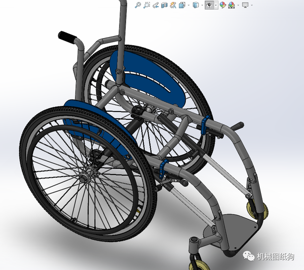 【医疗器械】wheels-chair轮椅结构框架3d数模图纸 solidworks设计