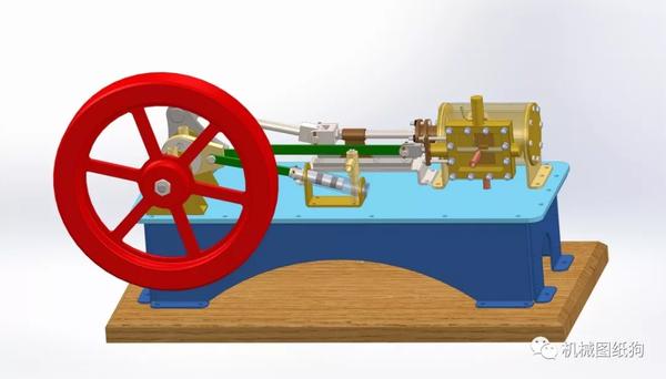 【发动机电机】单缸卧式蒸汽机3d数模图纸 solidworks