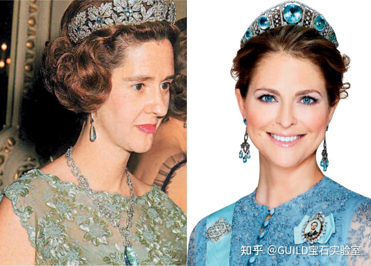 看看其他国家,一顶镶嵌着5颗硕大海蓝宝石的冠冕被瑞典皇室四代珍藏