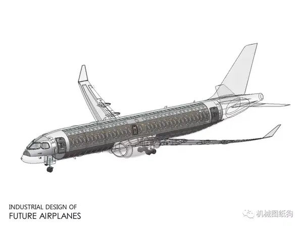 【飞行模型】仿a220客机飞机模型3d图纸 x_t格式