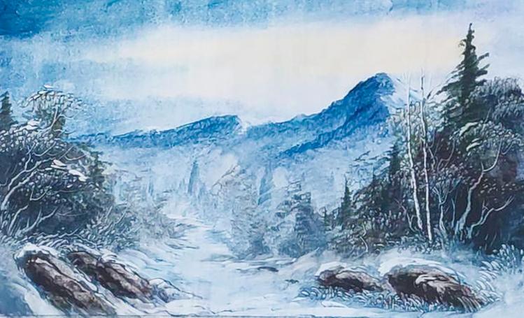绘画教程100——简单五步就能画出刀画山水雪景画