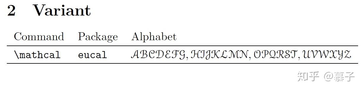 latex公式数学模式里的拉丁字母表