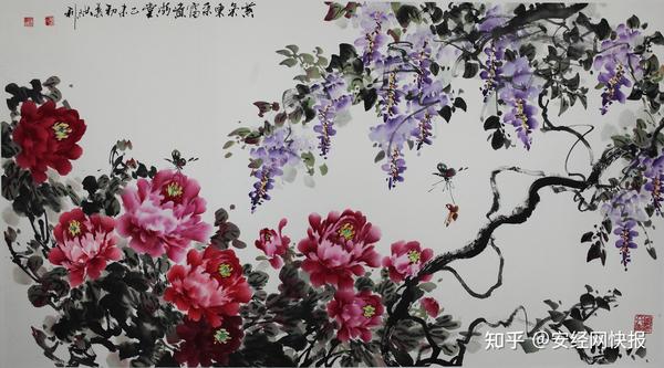 当代著名花鸟画家曹洪利绘画作品 当代著名花鸟画家曹洪利和他的牡丹