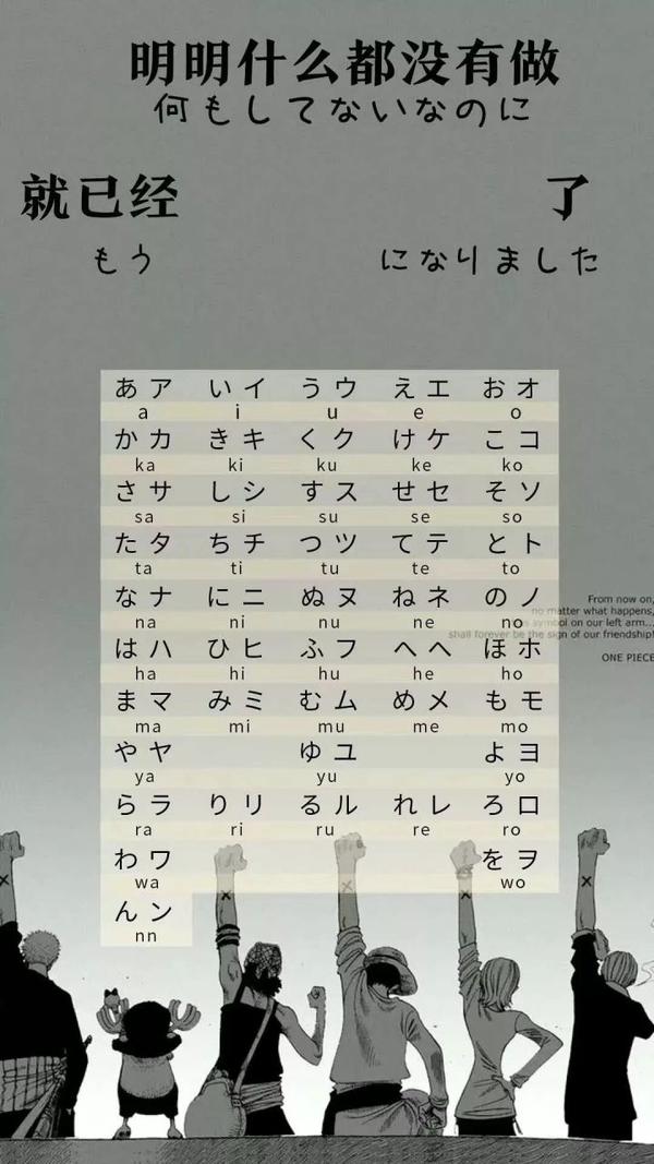 日语初学者福利:五十音图手机壁纸(无水印)