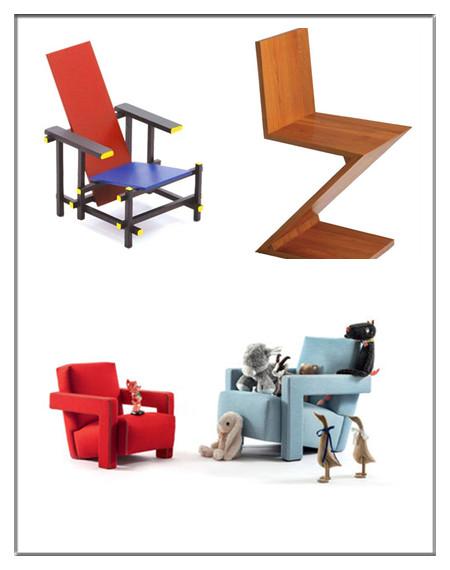 2)马赛尔 布鲁尔设计的瓦西里椅,西斯卡椅和躺椅;3)勒 柯布西耶