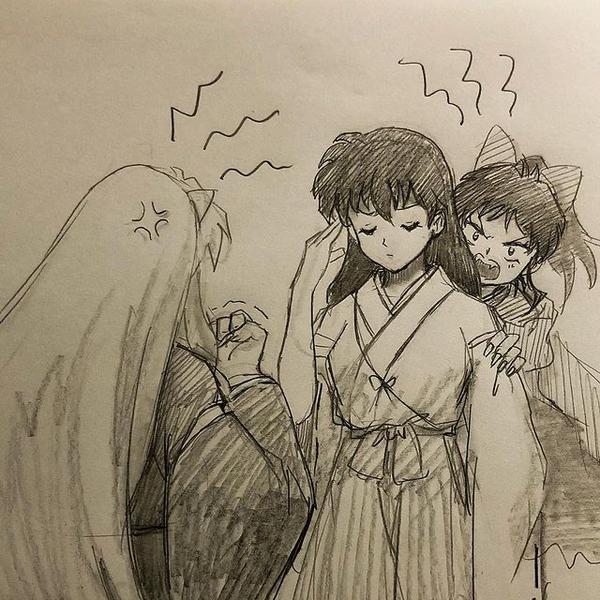 分享一组犬夜叉的素描插画你想学画画吗